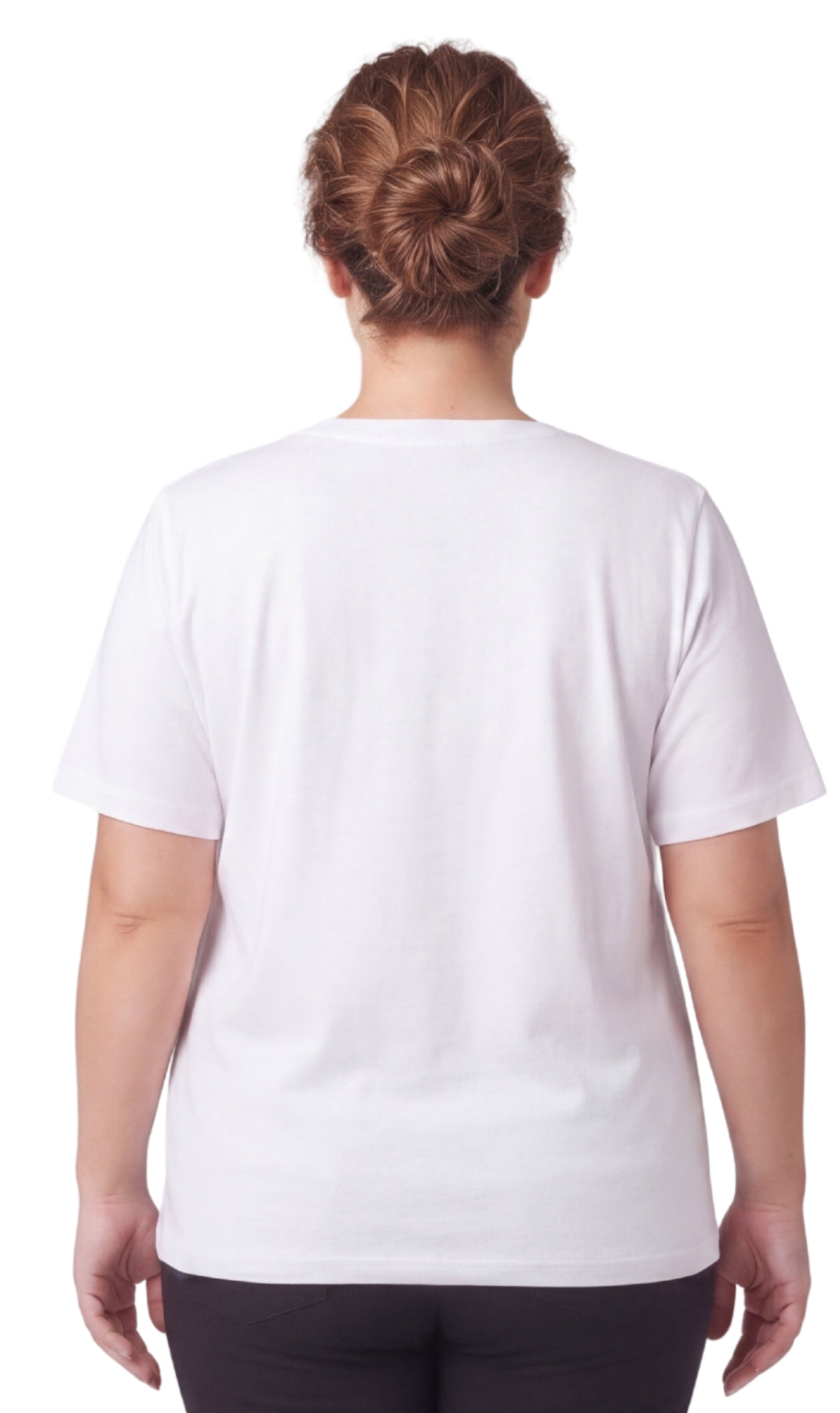 Turtle Bay New York Women's Scalloped Neckline Embellished Tee white back