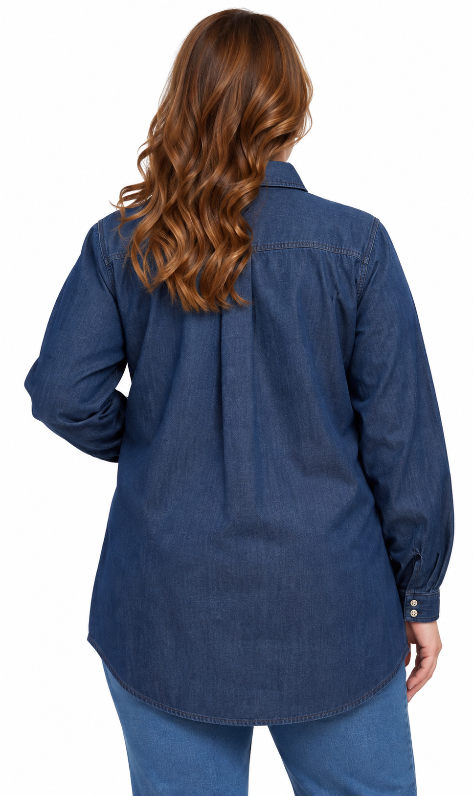Women's Long Sleeve Denim Tunic Top — Button Front All Season Wear