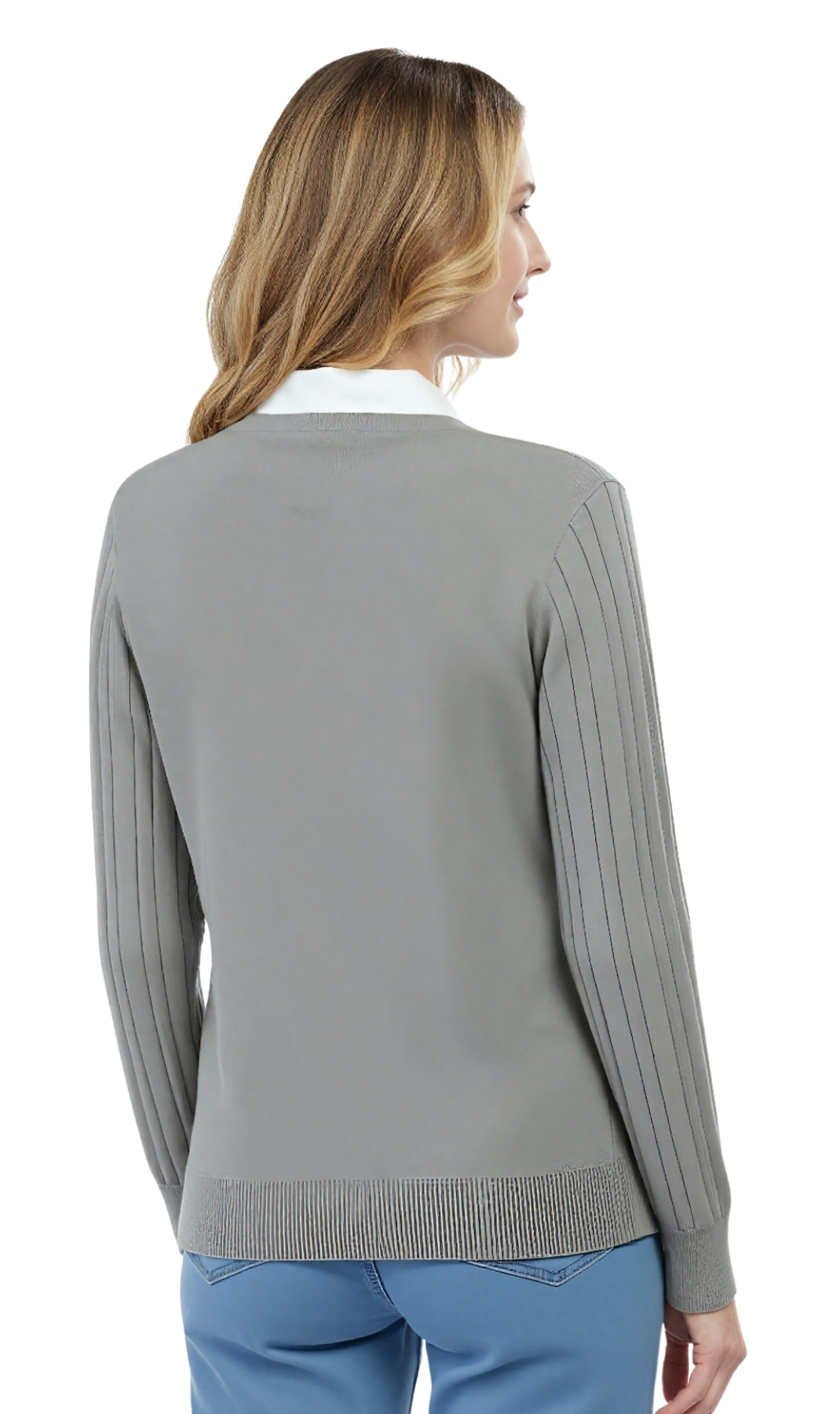 Women's Classic Button Front Cable Knit Cardigan in Soft Acryllic 7