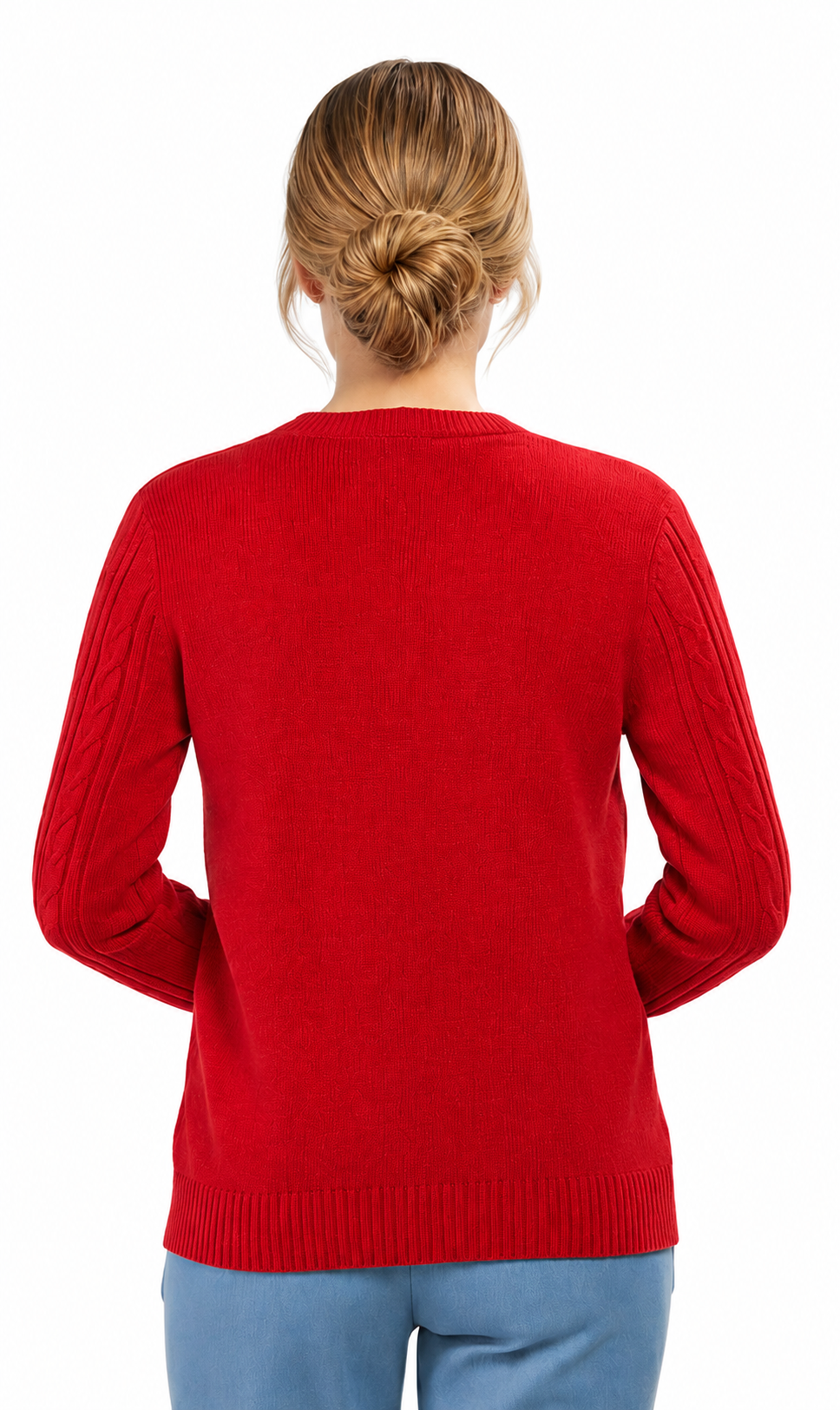 Women's Classic Button Front Cable Knit Cardigan — Soft Acrylic 21