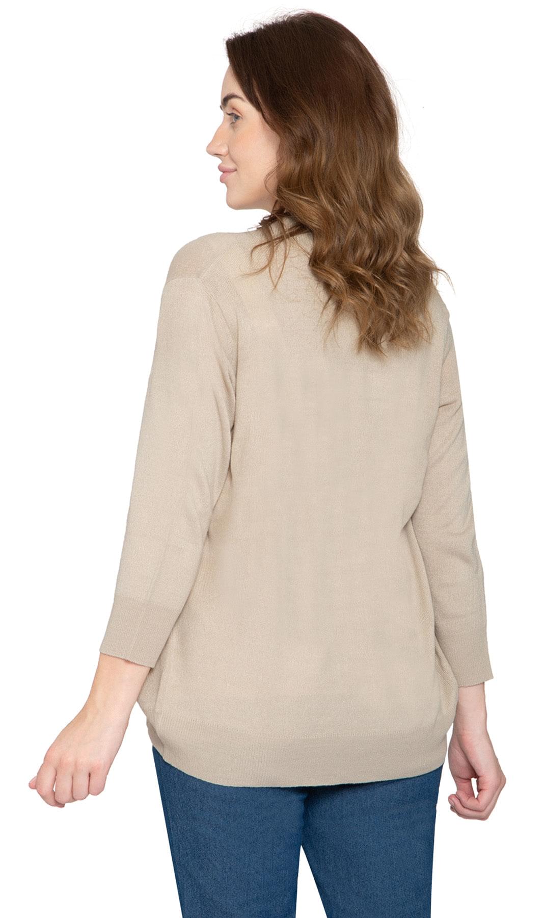 Women's Curved Hem Cardigan with open front in Soft Cashmere like