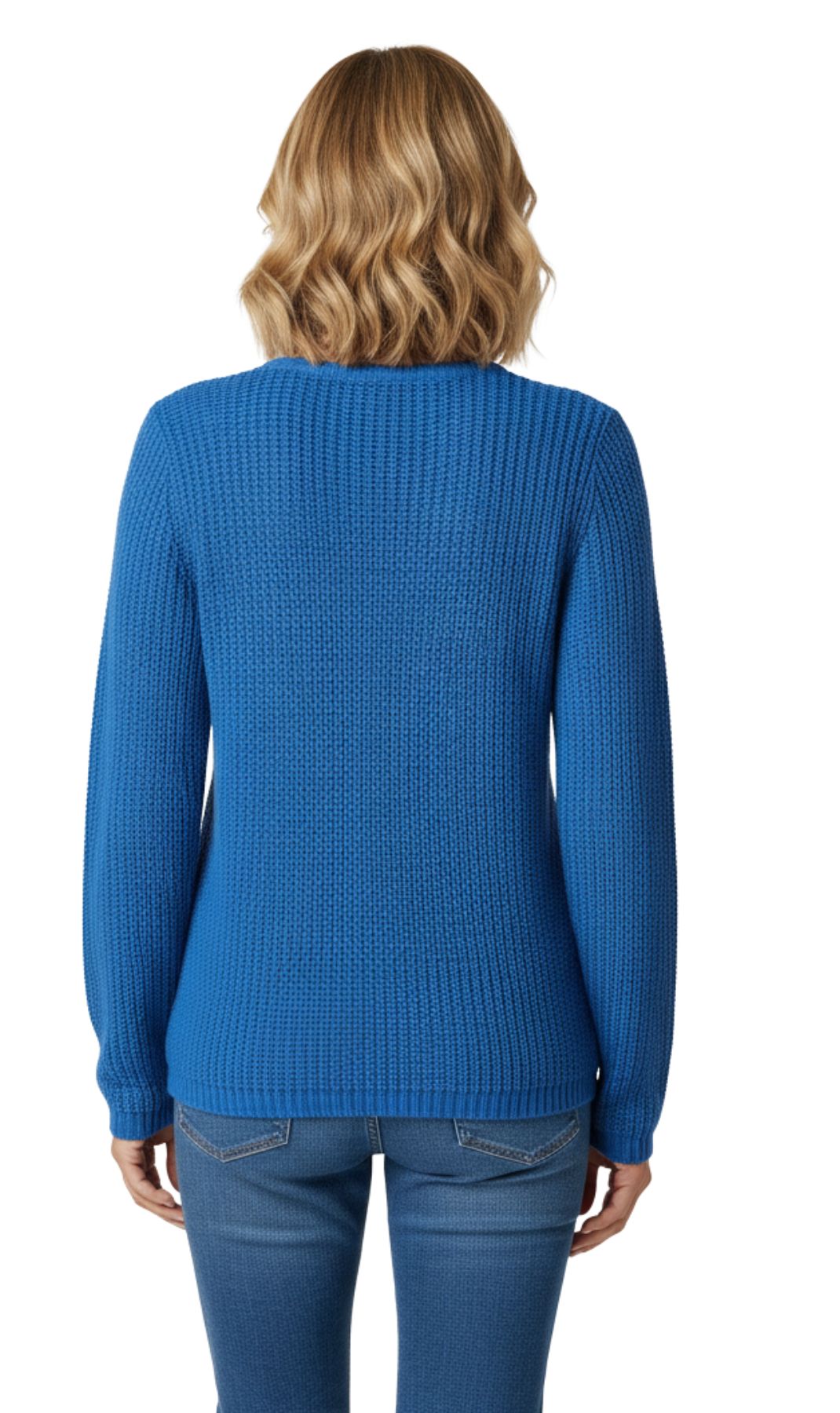 Turtle Bay New York Women's Chic Henley Shaker-Knit Sweater for Women - Casual Long-Sleeve in Durable 100% Acrylic with 3-Button Placket blue back