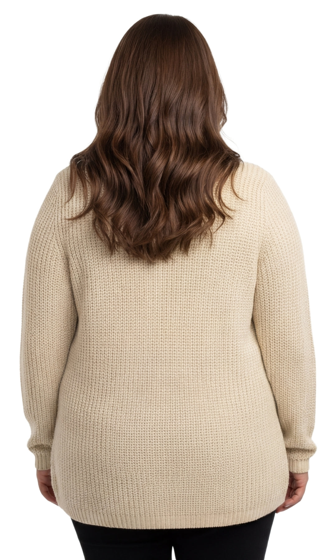 Turtle Bay New York Women's Chic Henley Shaker-Knit Sweater for Women - Casual Long-Sleeve in Durable 100% Acrylic with 3-Button Placket Oatmeal back