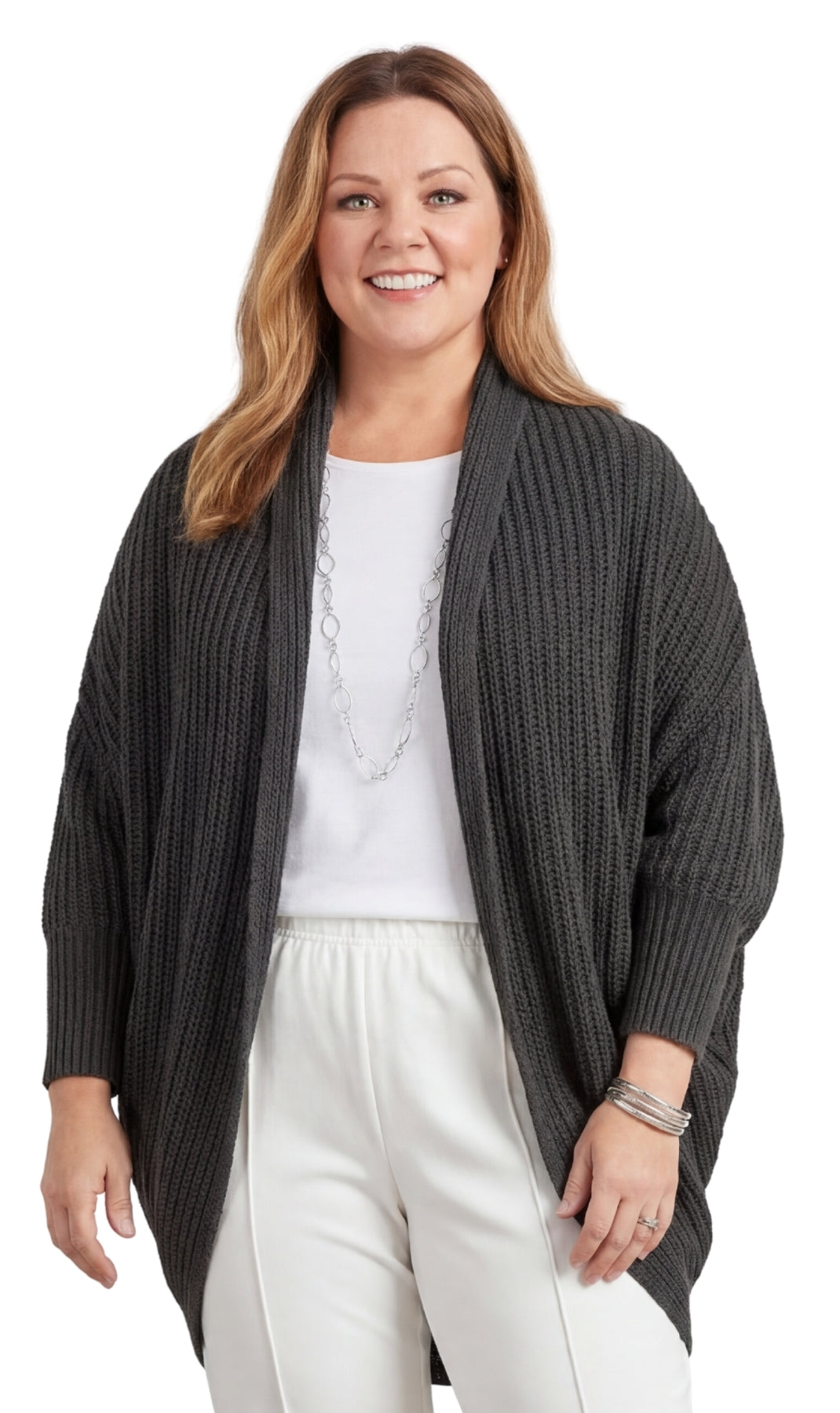 Turtle Bay Apparel Women’s Cocoon Sweater – Soft Acrylic Lightweight Cardigan, Open Front Layering Top, One Size Fit, Cozy Casual Wear Black Front