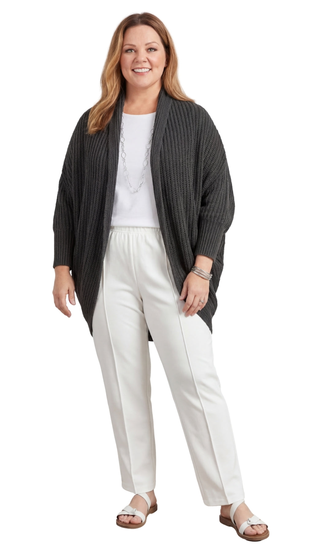 Turtle Bay Apparel Women’s Cocoon Sweater – Soft Acrylic Lightweight Cardigan, Open Front Layering Top, One Size Fit, Cozy Casual Wear Black Full