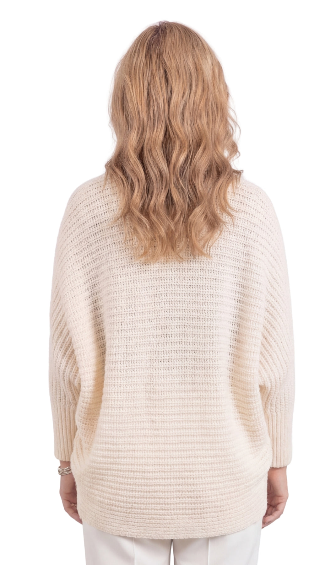 Turtle Bay Apparel Women’s Cocoon Sweater – Soft Acrylic Lightweight Cardigan, Open Front Layering Top, One Size Fit, Cozy Casual Wear ivory back