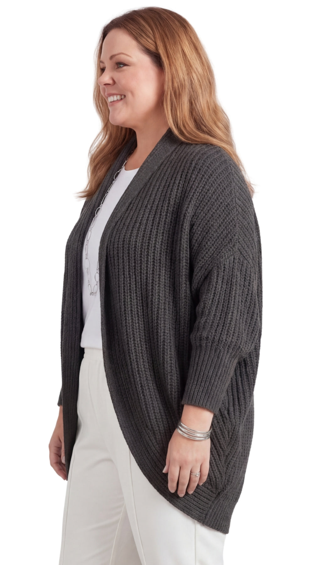 Turtle Bay Apparel Women’s Cocoon Sweater – Soft Acrylic Lightweight Cardigan, Open Front Layering Top, One Size Fit, Cozy Casual Wear Black side