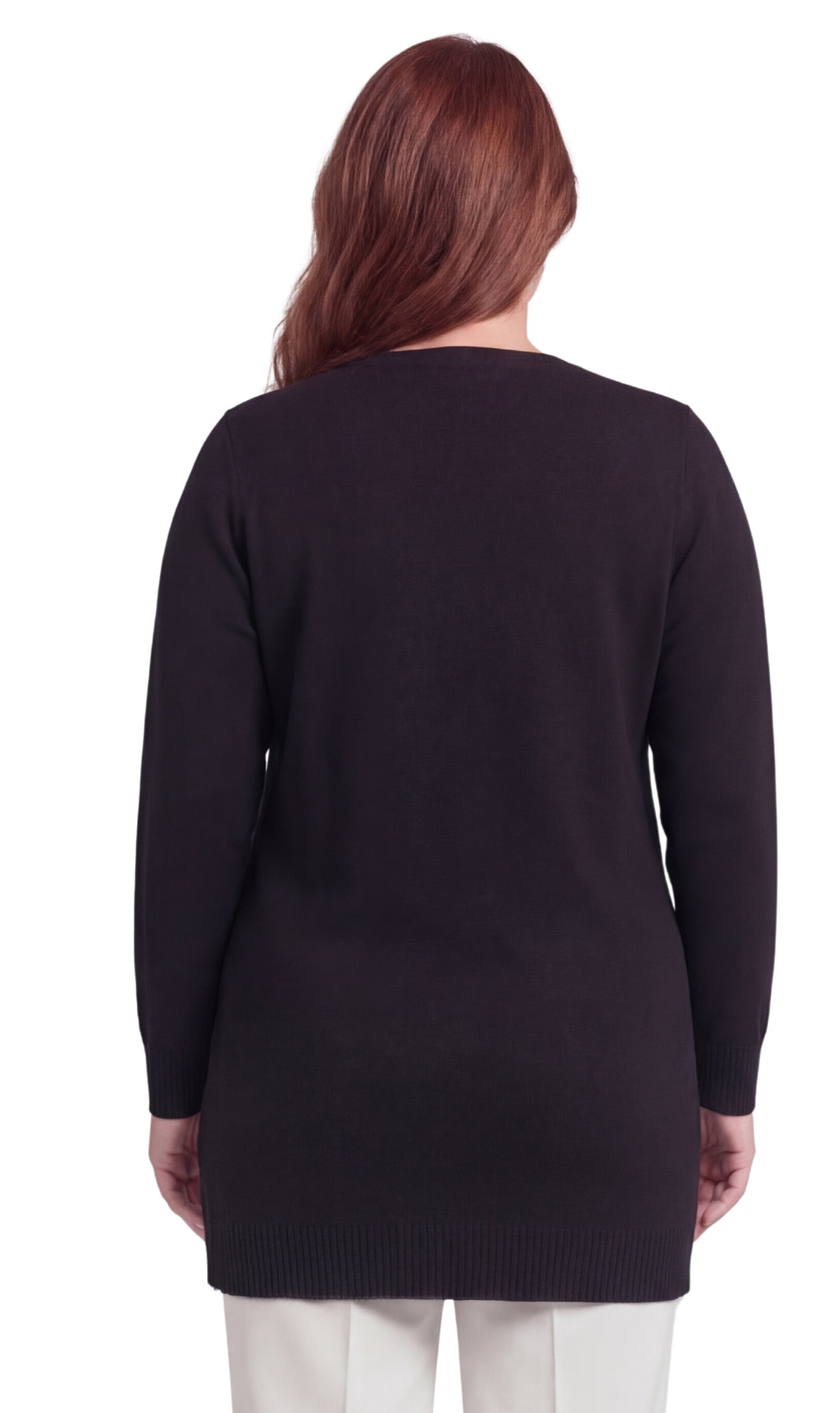 Turtle Bay New York Women's Cozy Long Sleeves Snowflake-Decorated Color Block Holiday Crewneck Sweater - Classy Christmas Pullover in 100% Soft Durable Acrylic black back
