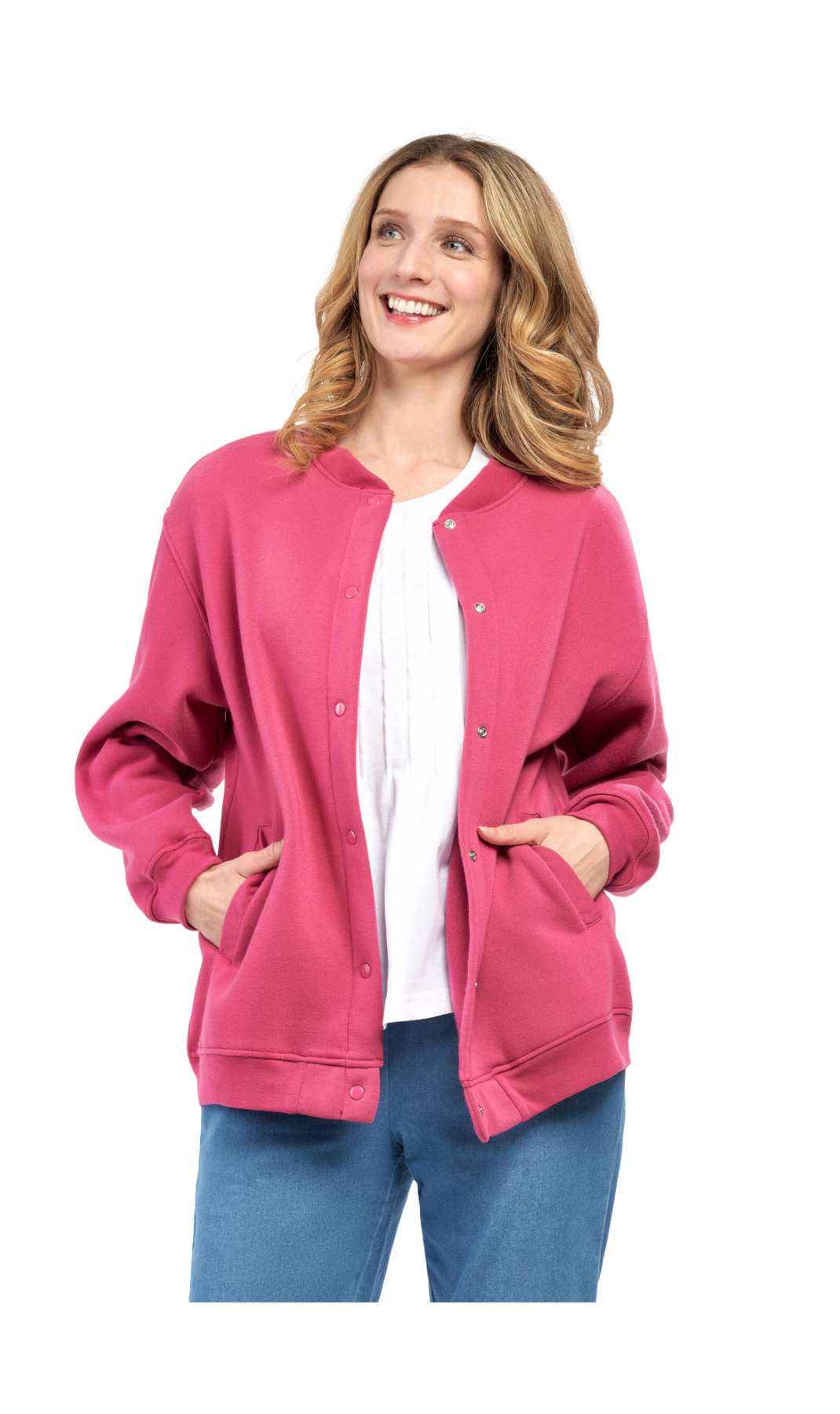 Turtle Bay New York Womens Snap Up Jacket - Soft, Fleecy Lining for Three-Season Comfort rose full