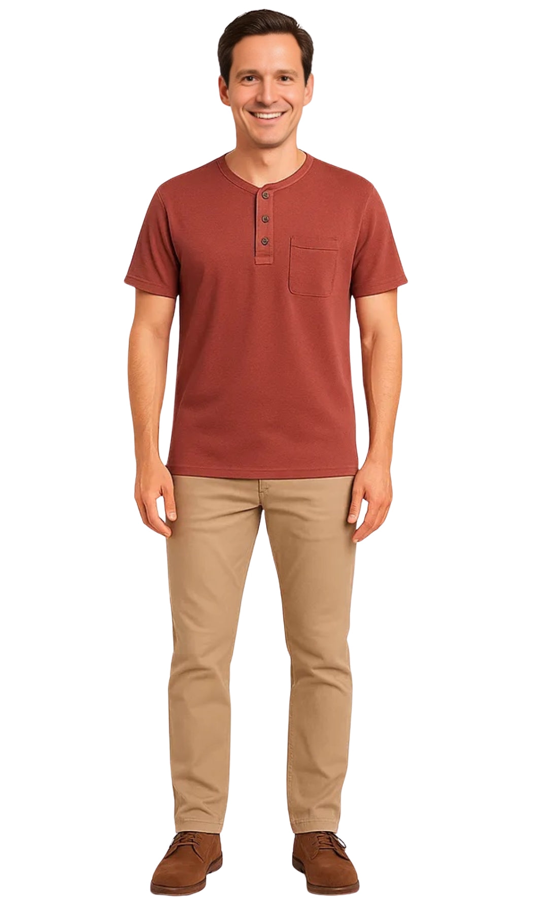 Men's Short Sleeve Henley Relaxed Fit Shirt with Pocket 18