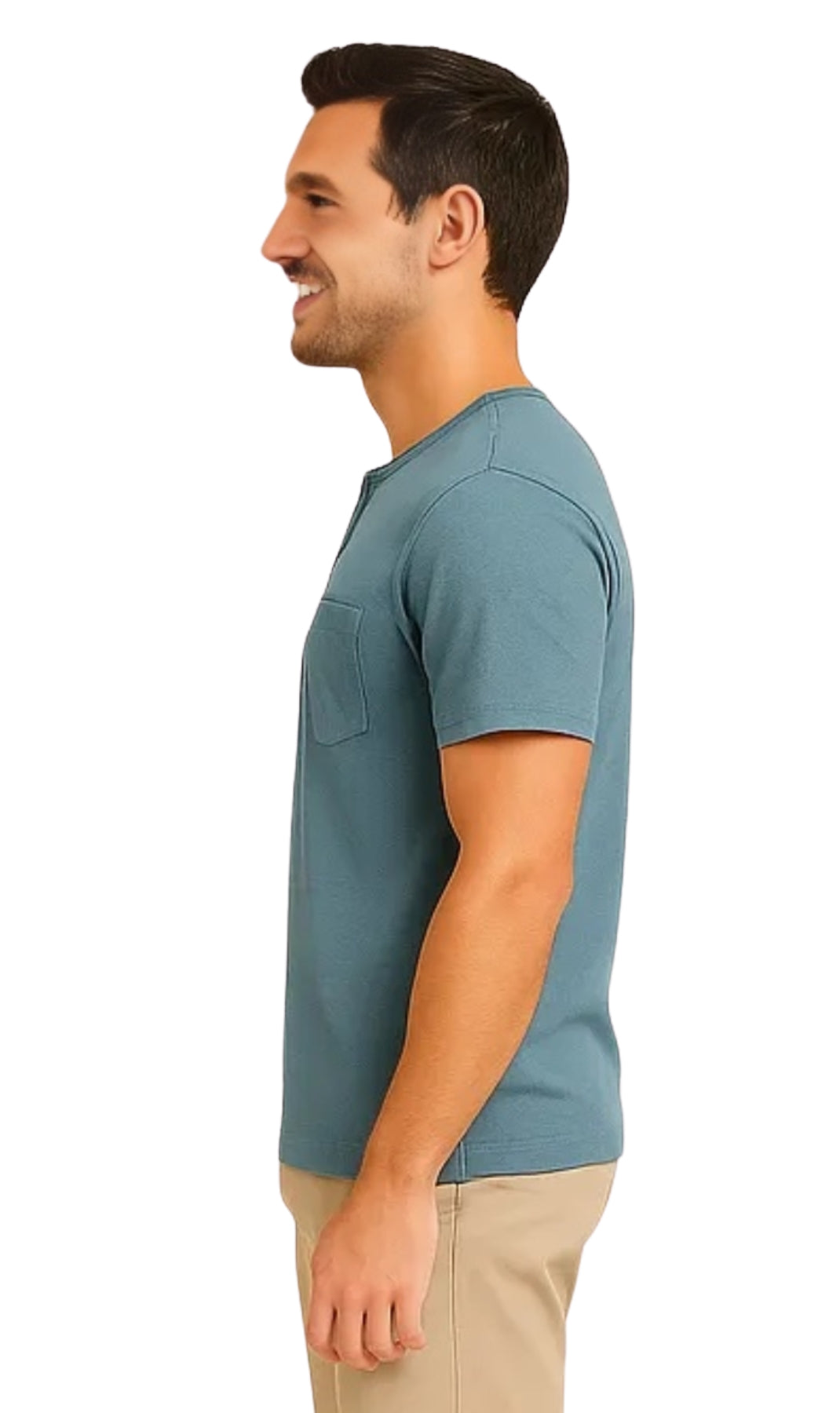 Men's Short Sleeve Henley Relaxed Fit Shirt with Pocket 3