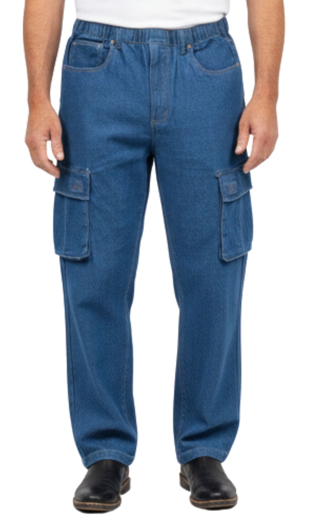 Men's Pull-On Jeans with Double Cargo Pockets — Lightweight Easy Fit 17