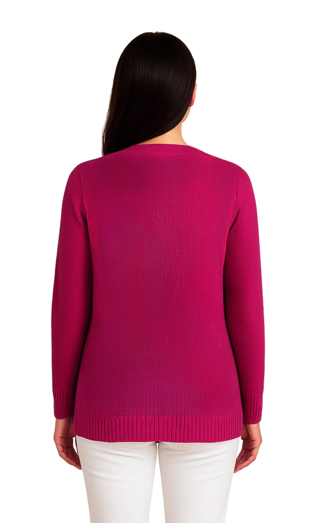 Women's Open Front Curved Hem Pointelle Shrug in Soft Acrylic 2