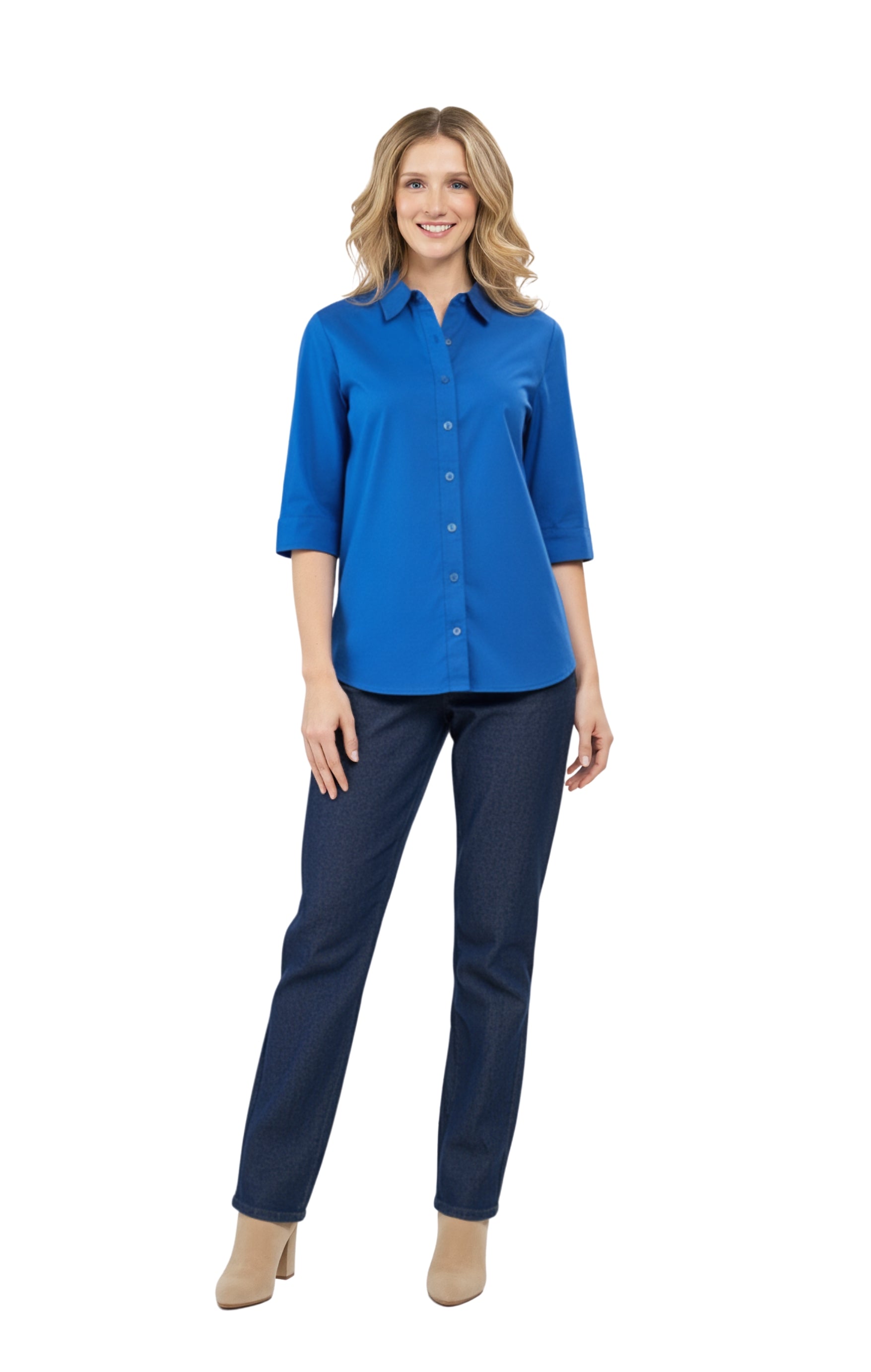 Turtle Bay New York Womens Regular Fit 3/4 Sleeve Button Down Collared Camp Shirt, Women's, Size: XL Turtle Bay New York Womens Regular Fit 3/4 Sleeve Button Down Collared Camp Shirt, Women's, Size: XL
