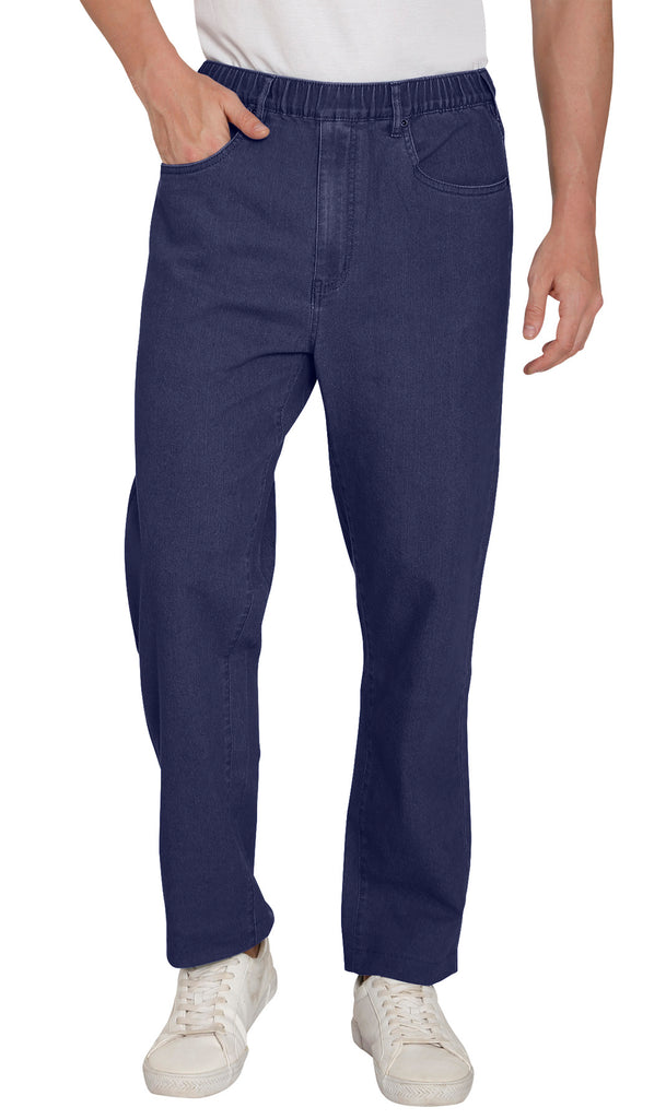 Turtle Bay New York Men's Casual Elastic Waist Denim & Twill Pull on Jeans Pants