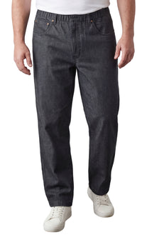 Men’s Lightweight Casual Elastic Waist Pull-On Jeans – Denim & Twill Pants with Easy Fit