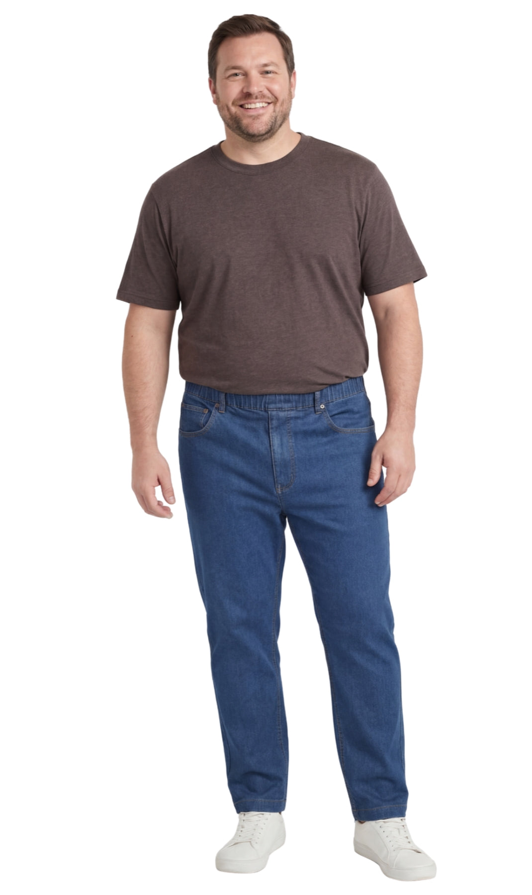 Men’s Lightweight Casual Elastic Waist Pull-On Jeans – Denim & Twill Pants with Easy Fit 30