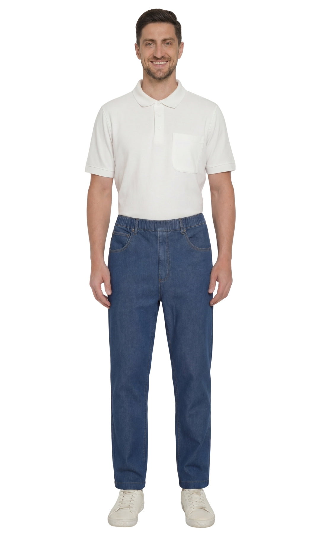 Men’s Lightweight Casual Elastic Waist Pull-On Jeans – Denim & Twill Pants with Easy Fit 29