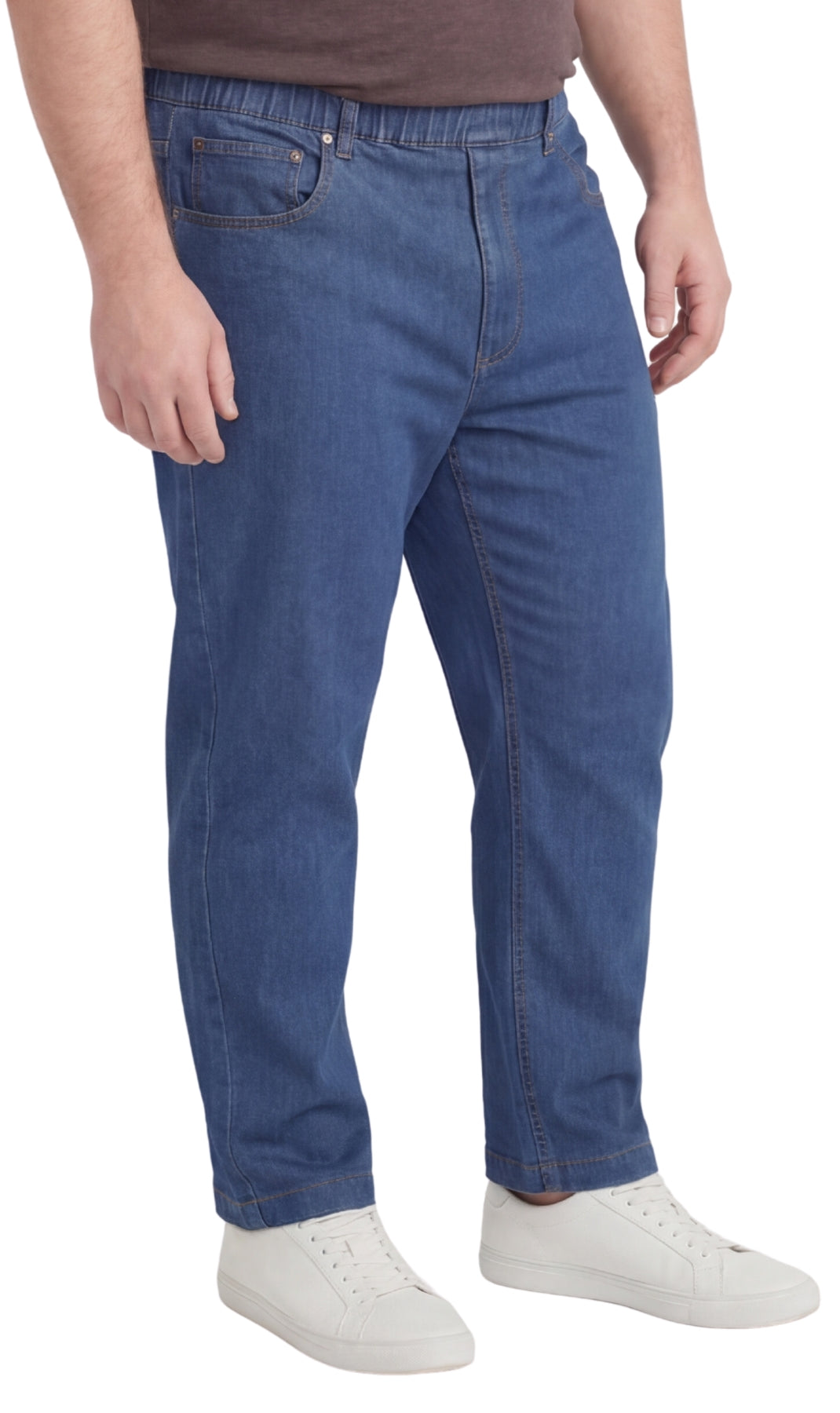 Men’s Lightweight Casual Elastic Waist Pull-On Jeans – Denim & Twill Pants with Easy Fit 28