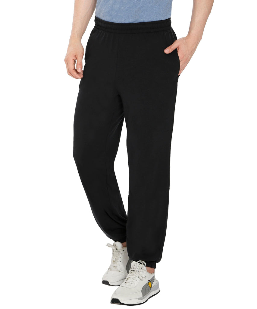 Men's Knit Pants - Pull On Elastic Waist for Effortless Dressing and Relaxed Comfort Black - Front -TURTLE BAY APPAREL