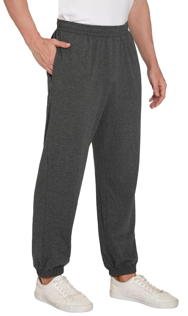 Men's Knit Pants - Pull On Elastic Waist for Effortless Dressing and Relaxed Comfort CHARCOAL- Front -TURTLE BAY APPAREL