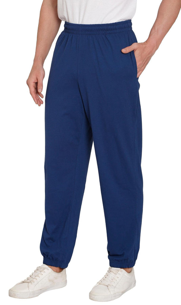 Men's Knit Pants - Pull On Elastic Waist for Effortless Dressing and Relaxed Comfort Navy - Front- TURTLE BAY APPAREL