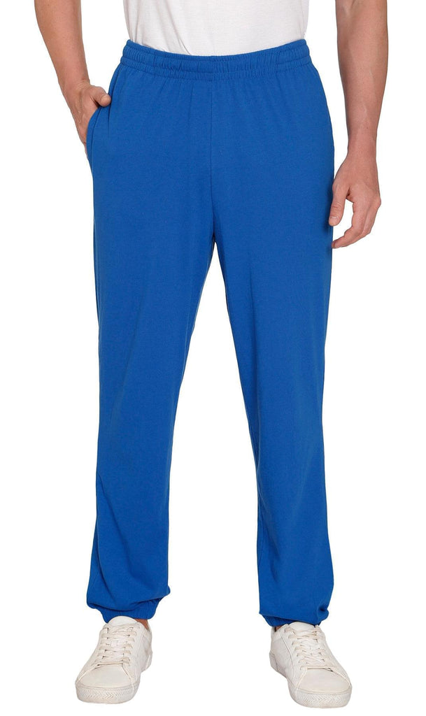 Men's Knit Pants - Pull On Elastic Waist for Effortless Dressing and Relaxed Comfort  - Royal - Front -TURTLE BAY APPAREL