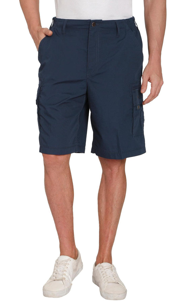 Men's Elastic Waist Cargo Shorts - Comfort and Functionality for Any Adventure  Navy - Front -TURTLE BAY APPAREL