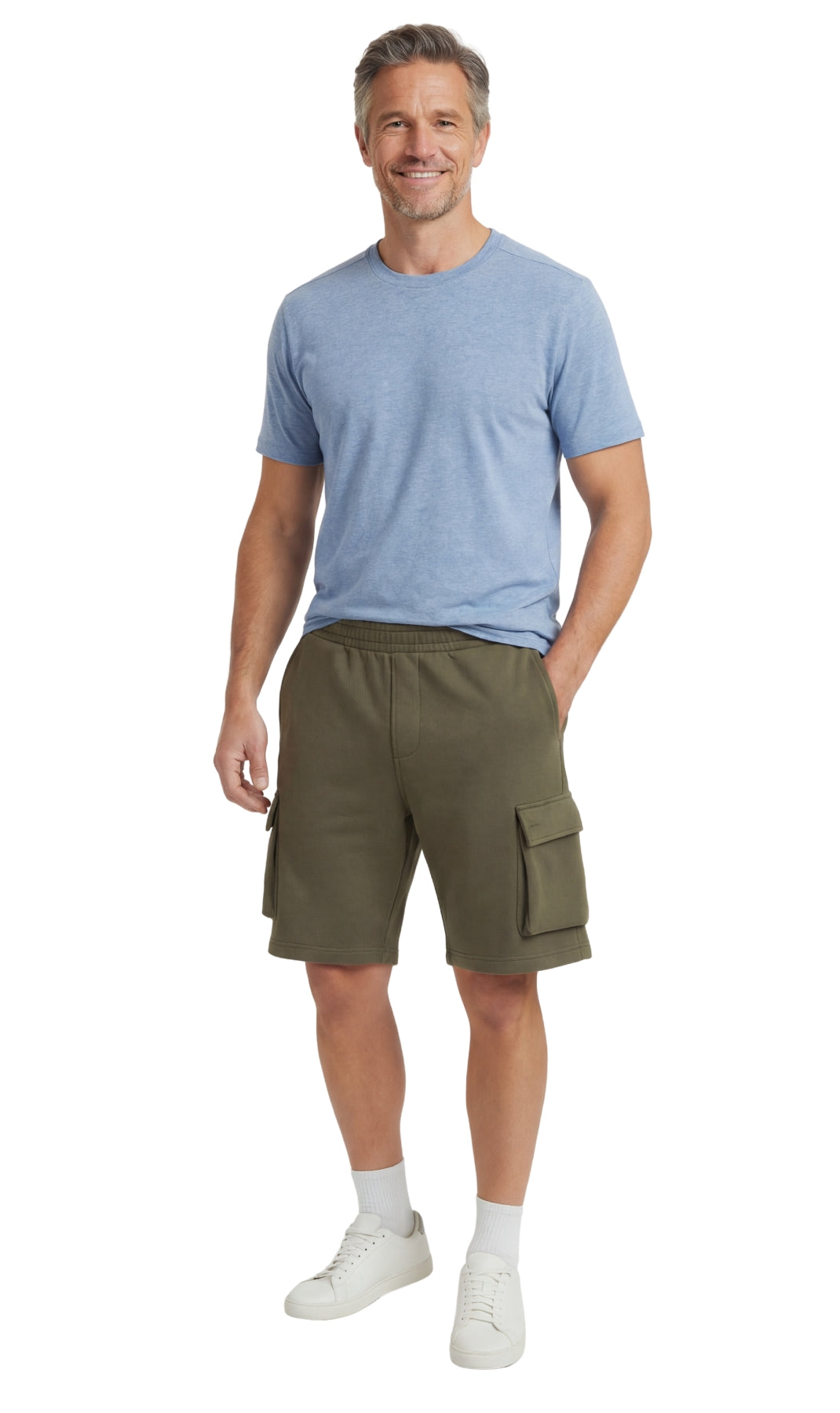 Turtle Bay New York Men's Fleece Cargo Shorts – The Sweat Shorts You'll Wear Everywhere olive full