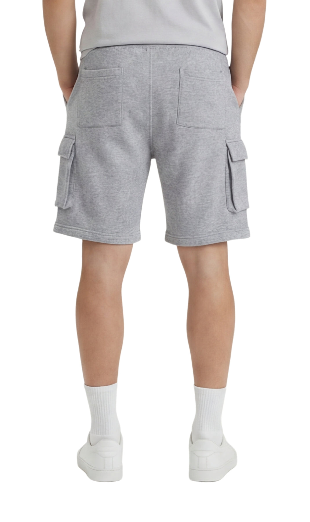 Turtle Bay New York Men's Fleece Cargo Shorts – The Sweat Shorts You'll Wear Everywhere grey heather back