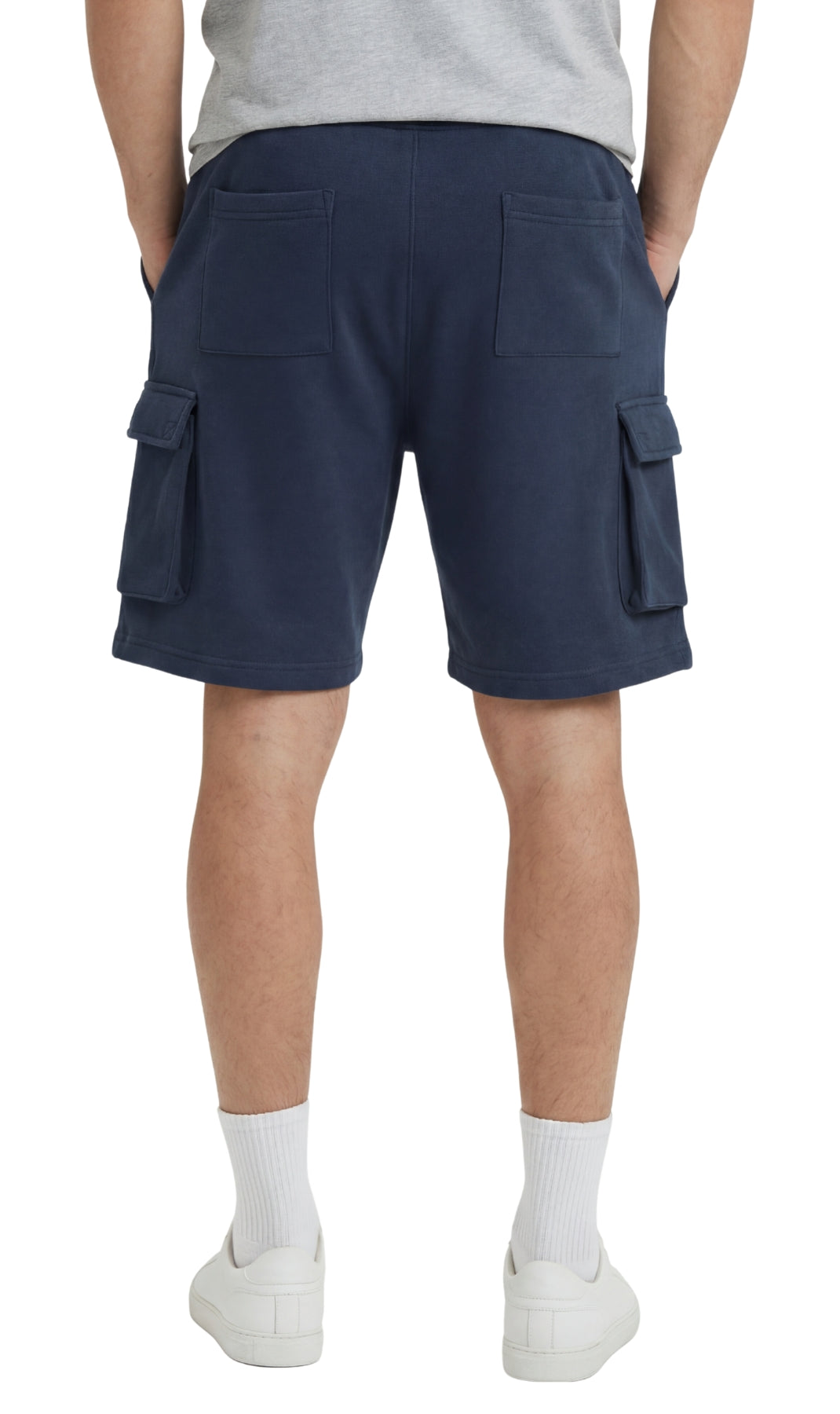 Turtle Bay New York Men's Fleece Cargo Shorts – The Sweat Shorts You'll Wear Everywhere Dark Navy back