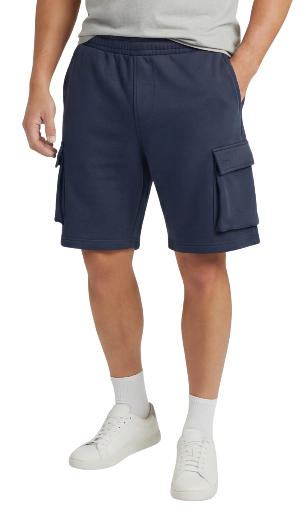 Turtle Bay New York Men's Fleece Cargo Shorts – The Sweat Shorts You'll Wear Everywhere Dark Navy front
