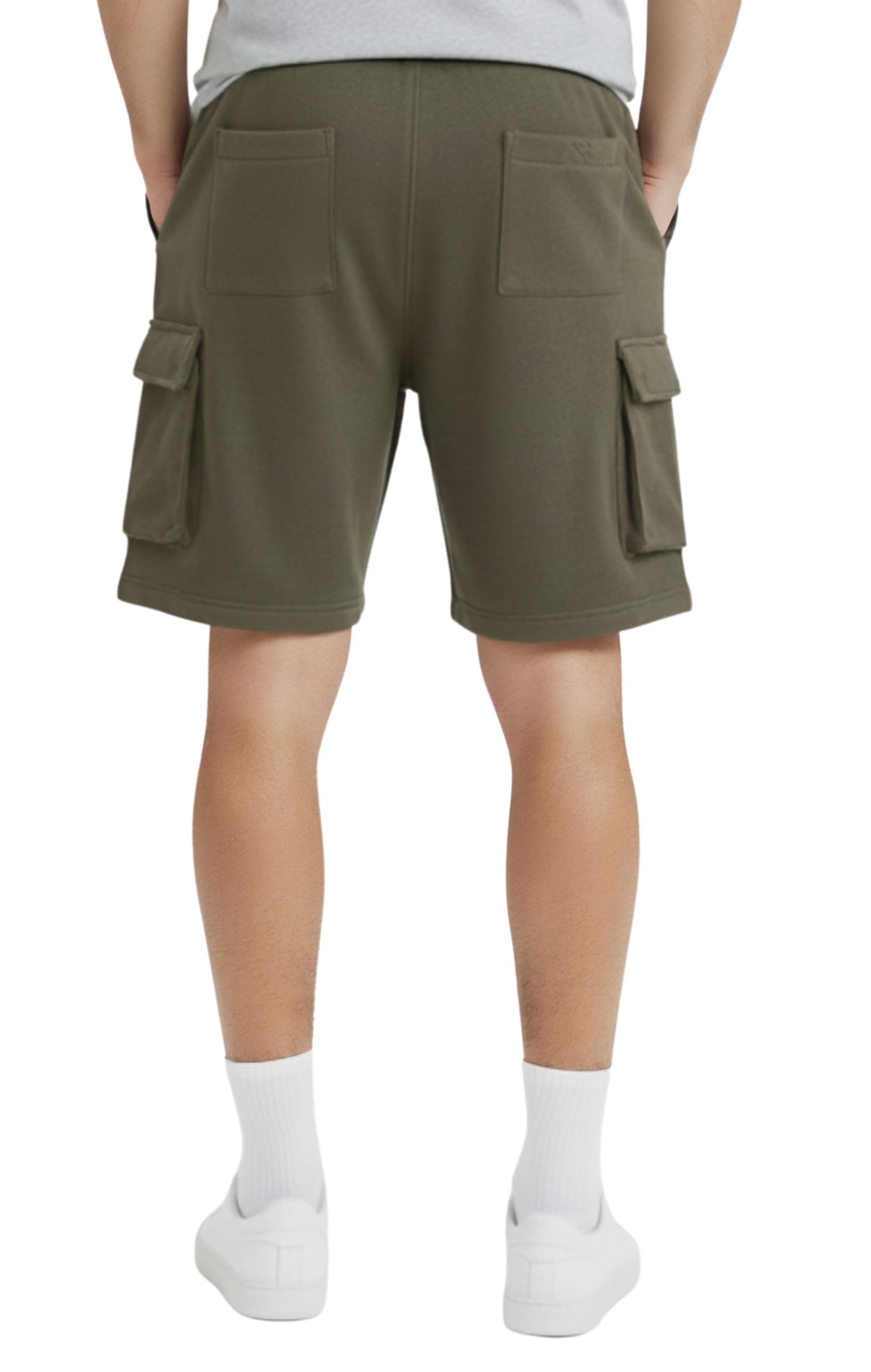 Turtle Bay New York Men's Fleece Cargo Shorts – The Sweat Shorts You'll Wear Everywhere olive back