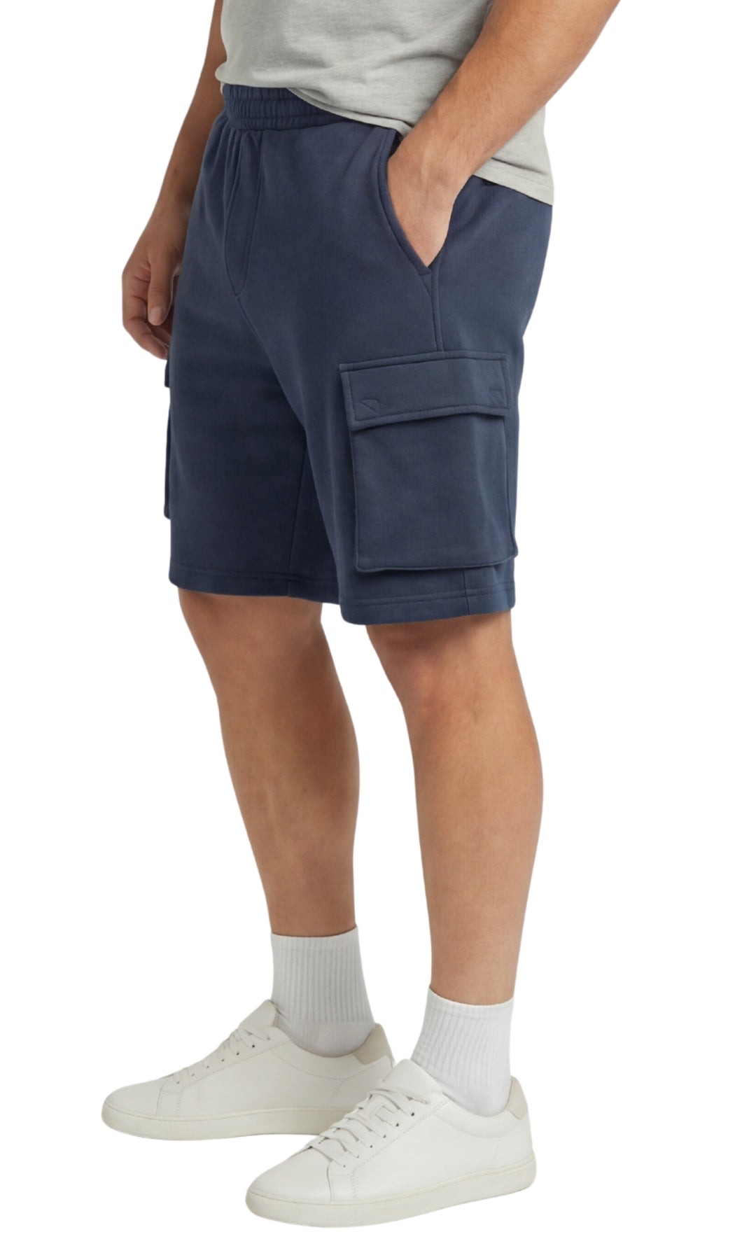 Turtle Bay New York Men's Fleece Cargo Shorts – The Sweat Shorts You'll Wear Everywhere Dark Navy side