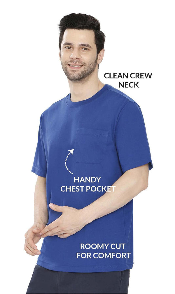 Men's Crew Neck Pocket Tee Shirt - Sturdy Jersey Keeps Its Shape - Details -TURTLE BAY APPAREL