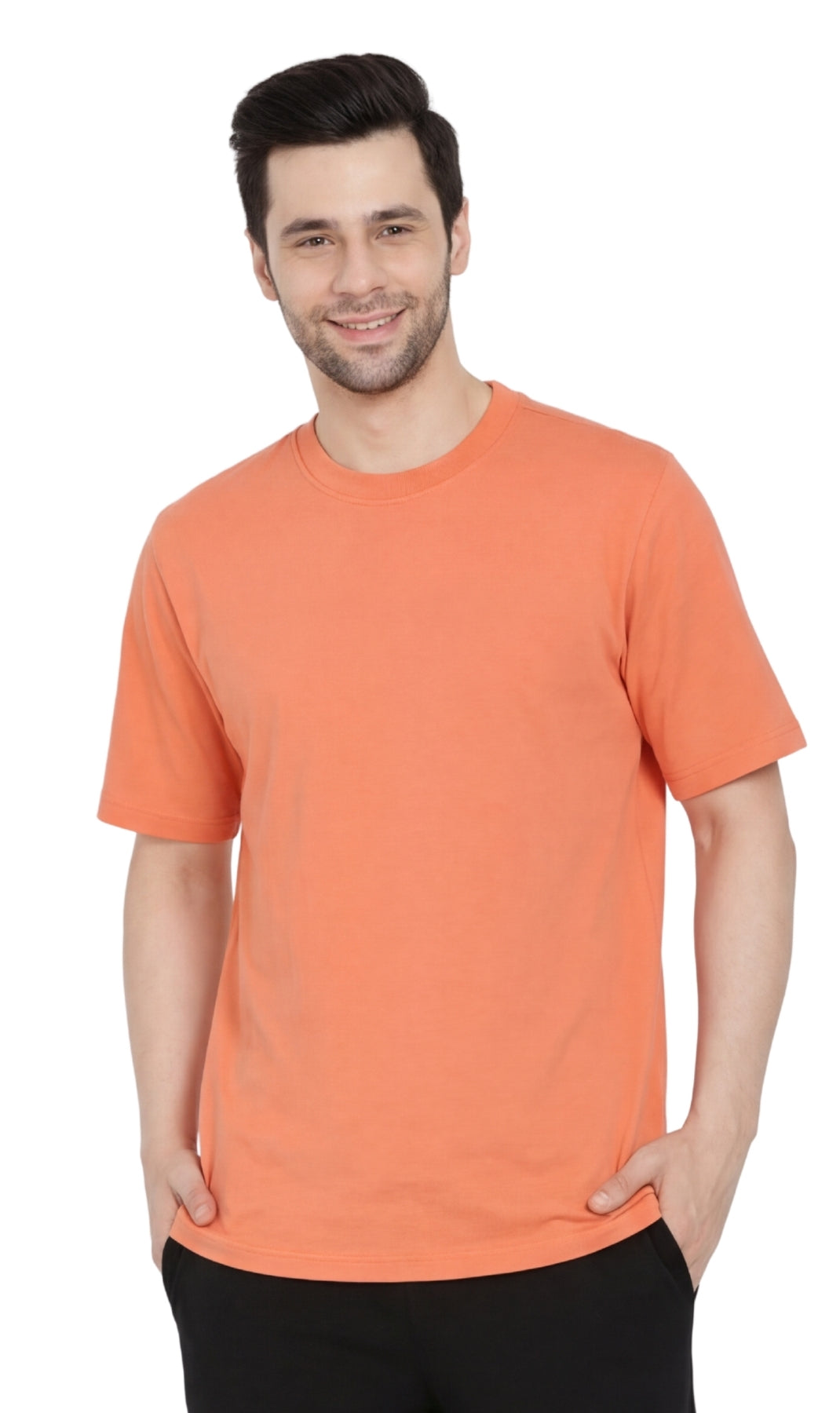 Men’s Heavyweight Crew Neck T-Shirt – Short Sleeve Solid Color Tee with Relaxed Fit 15