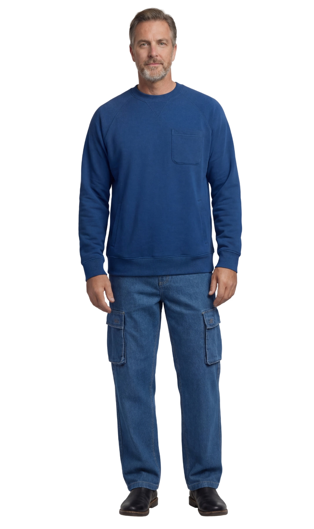 Mens 3-Pocket Fleece Sweatshirt with Raglan seams, chest pocket