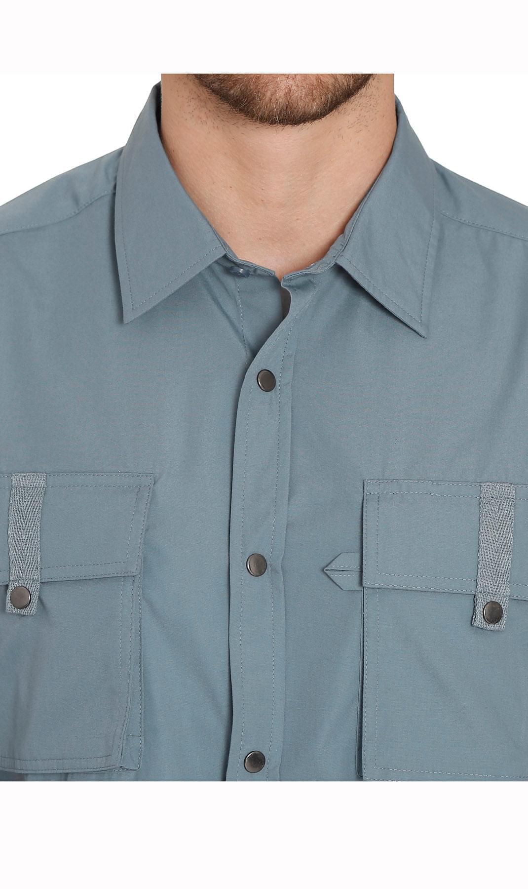 Men's Short Sleeve Easy Snap Explorer Shirt With Multi-Pockets and coo