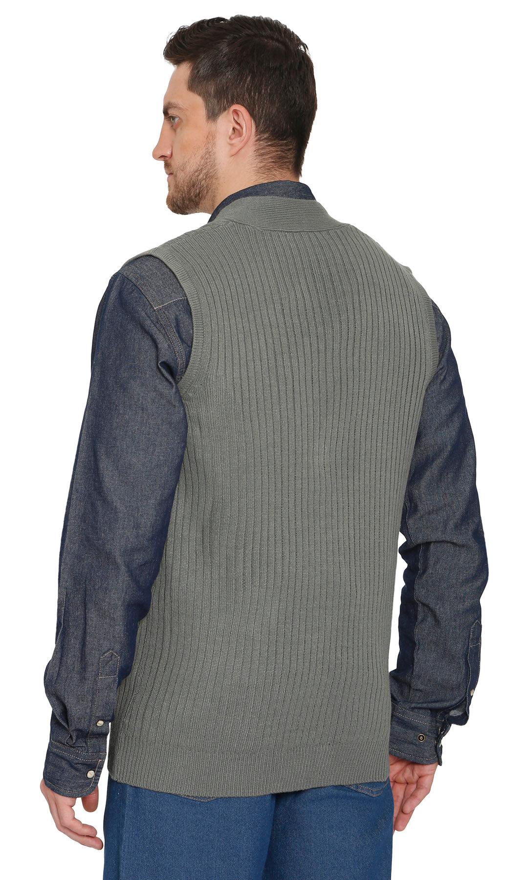 Men's Relaxed Fit Rib Knit Sweater Vest - Button Front with Pockets 18