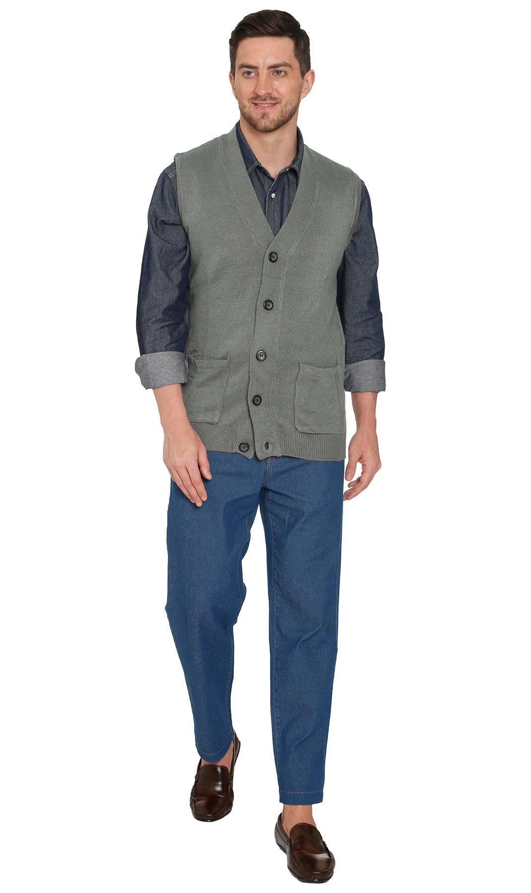 Turtle Bay New York Men's Flat Knit Button Front Cashmere-Like Sweater Vest with Front patch Pockets - Black Turtle Bay New York Men's Flat Knit Button Front Cashmere-Like Sweater Vest with Front patch Pockets - Black