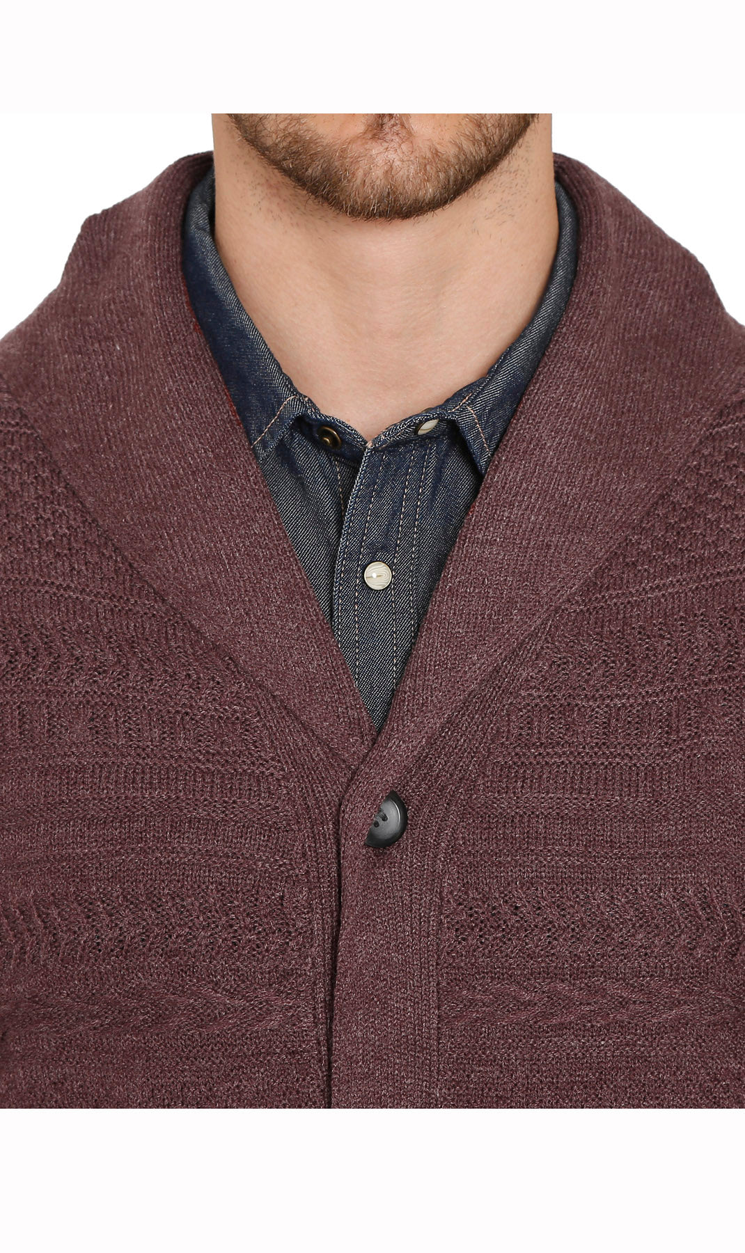 Men's Jacquard Knit Shawl Collar Cardigan Sweater 6