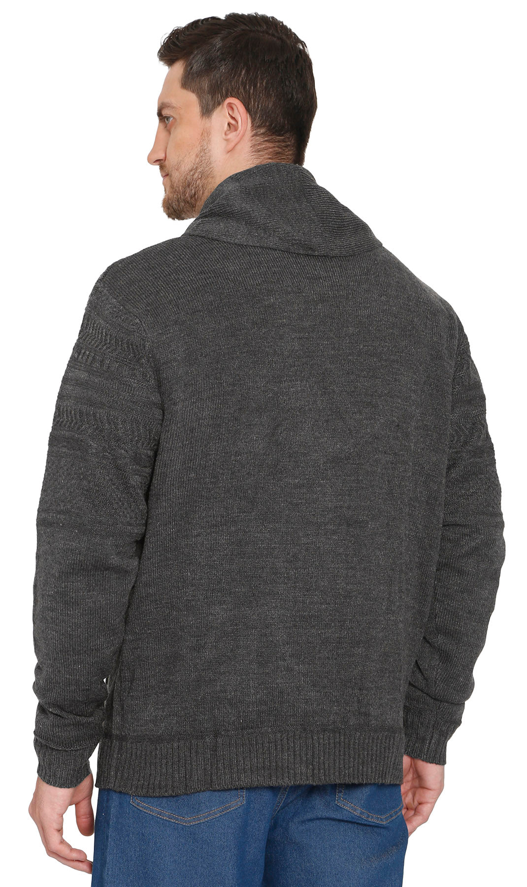 Men's Jacquard Knit Shawl Collar Cardigan Sweater 10