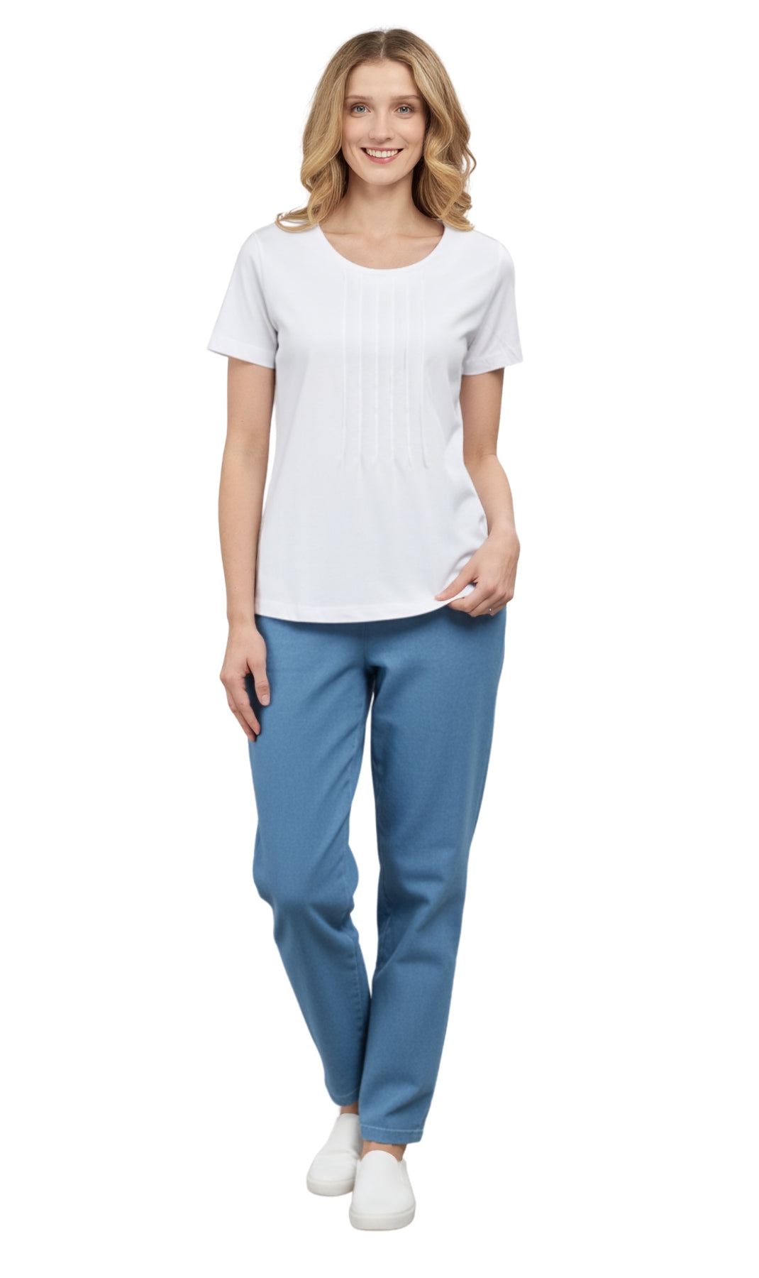 Women's Pintuck Scoop Neck T-Shirt | Turtle Bay New York