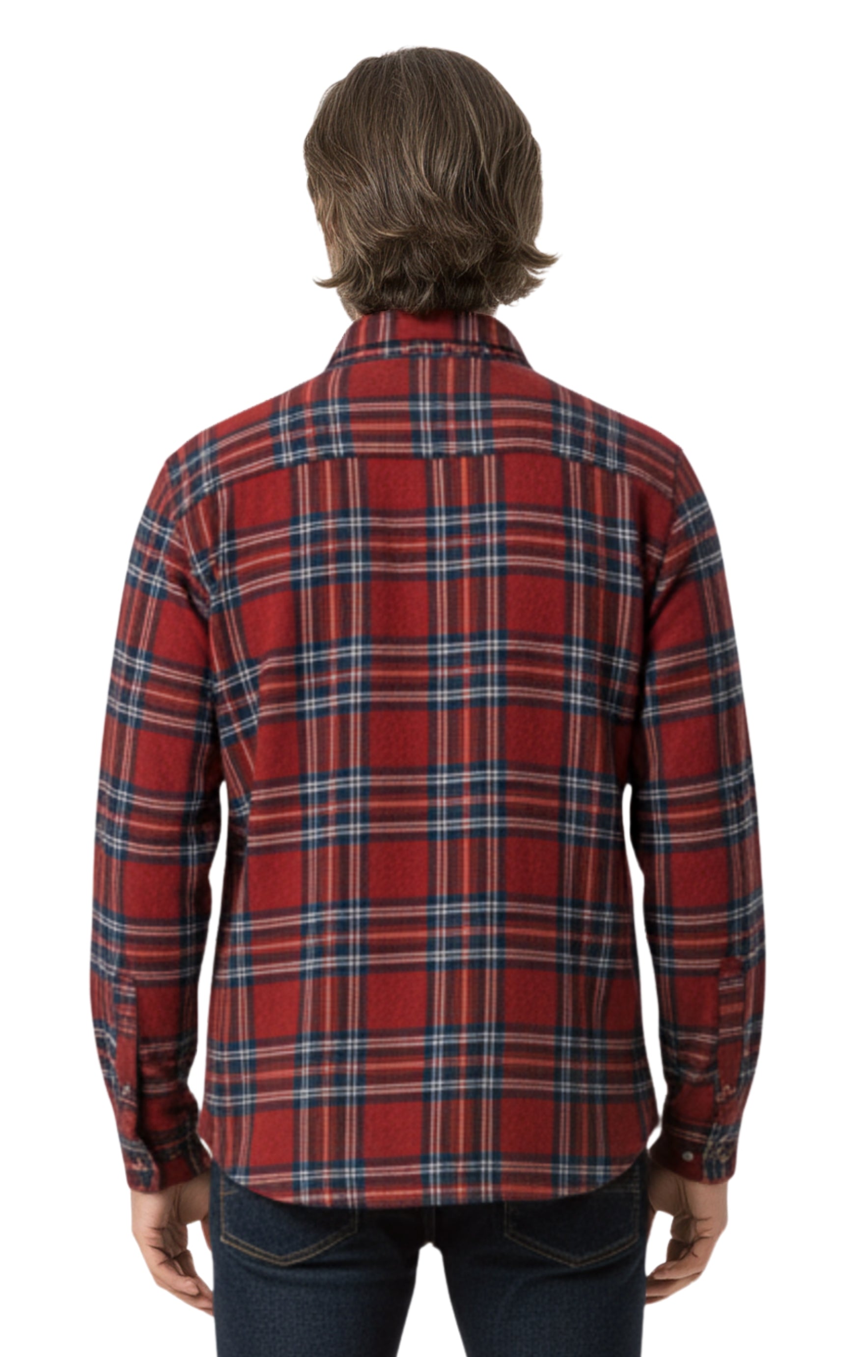 Men's Heathered Fleece Overshirt with Chest Pockets and Tortoise-shell patterned Buttons
