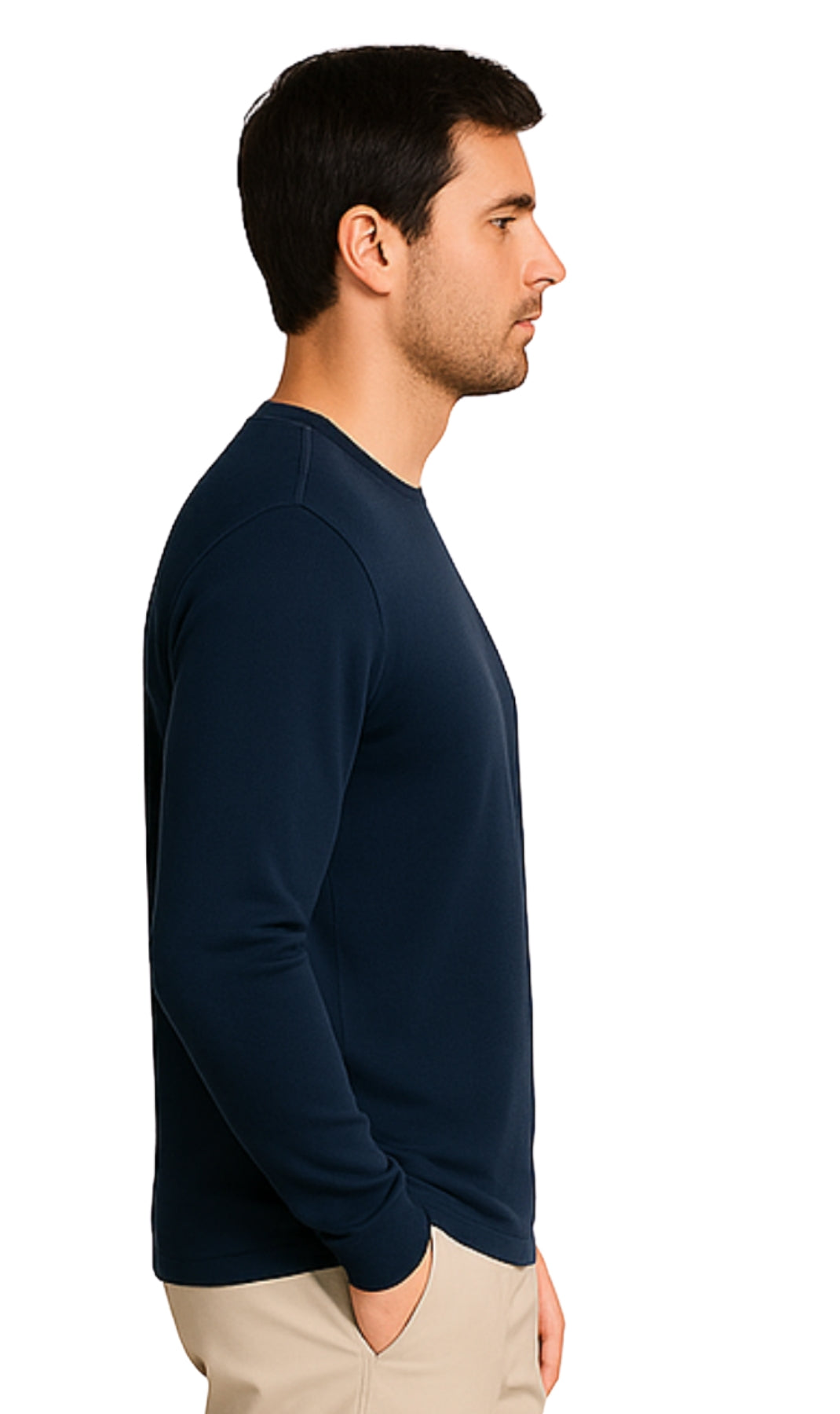 Men's Long Sleeve Henley shirt in cotton blend with 3 Button Placket & Chest Pocket 10