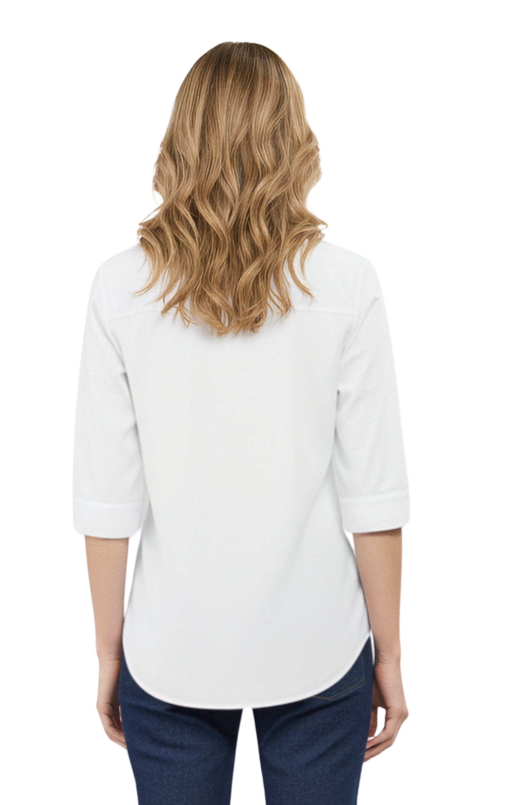 Womens Regular Fit 3/4 Sleeve Button Down Collared Camp Shirt 22