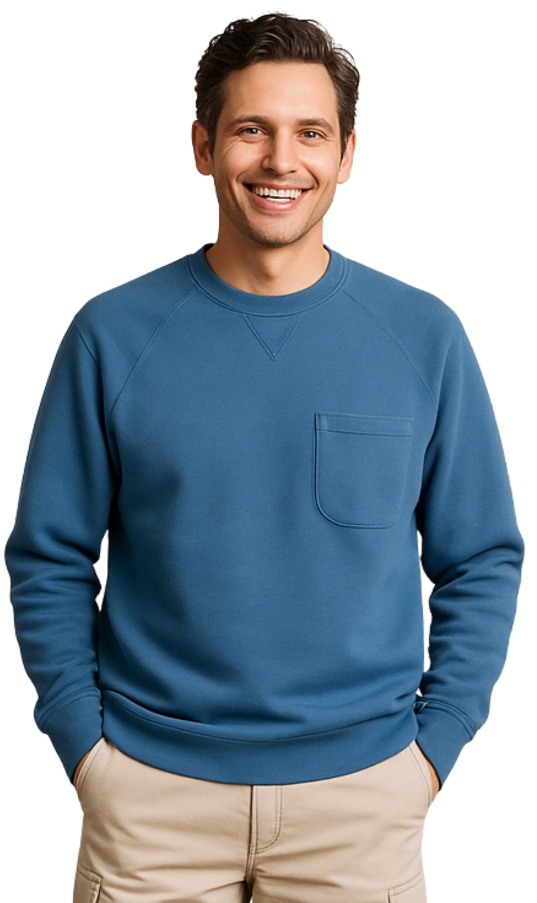 Mens 3-Pocket Fleece Sweatshirt with Raglan Seams, Chest Pocket and Tagless Neck 12
