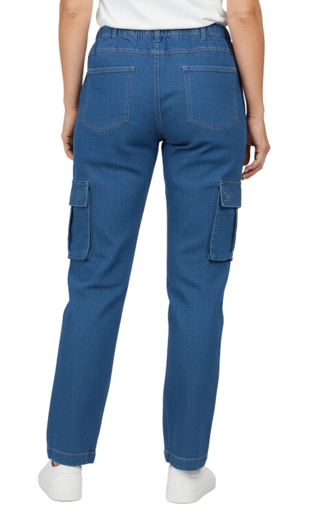 Women's Elastic Stretch Waist Casual Denim Pull-on Cargo Pants 22