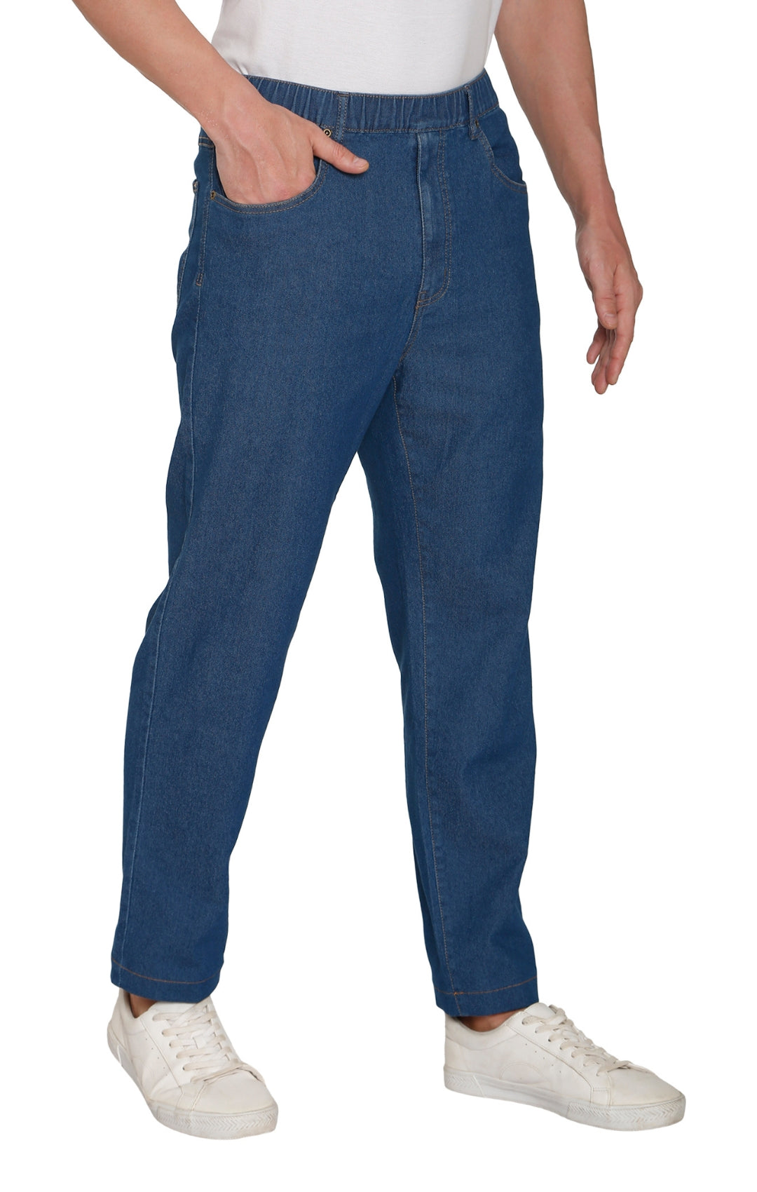 Men's Casual Elastic Waist Denim & Twill Pull on Jeans Pants 26