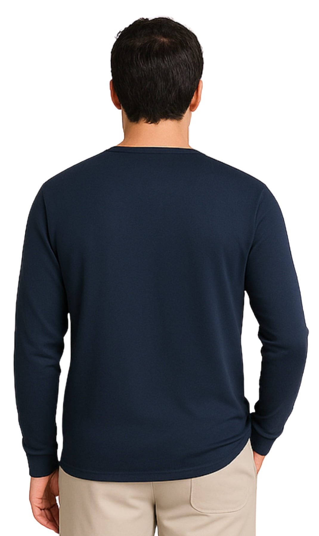 Men's Long Sleeve Henley shirt in cotton blend with 3 Button Placket &
